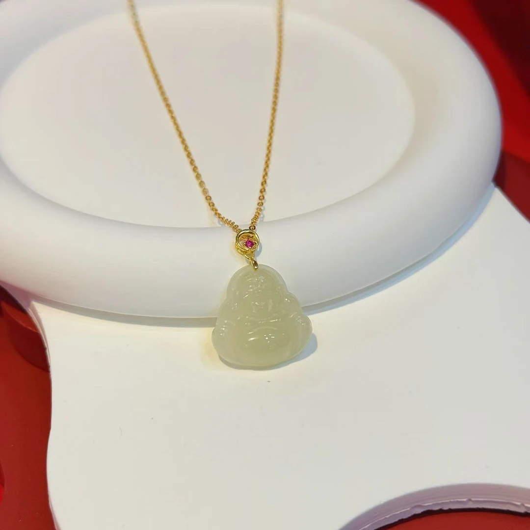 福利S925银镶嵌20mm晴水佛（不含链）HNZ10871