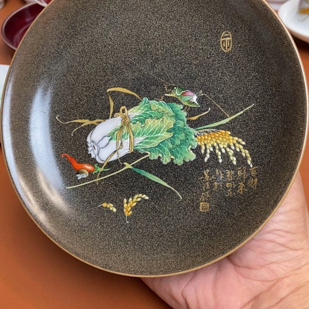 卧***凉手工珐琅彩壶承壶承