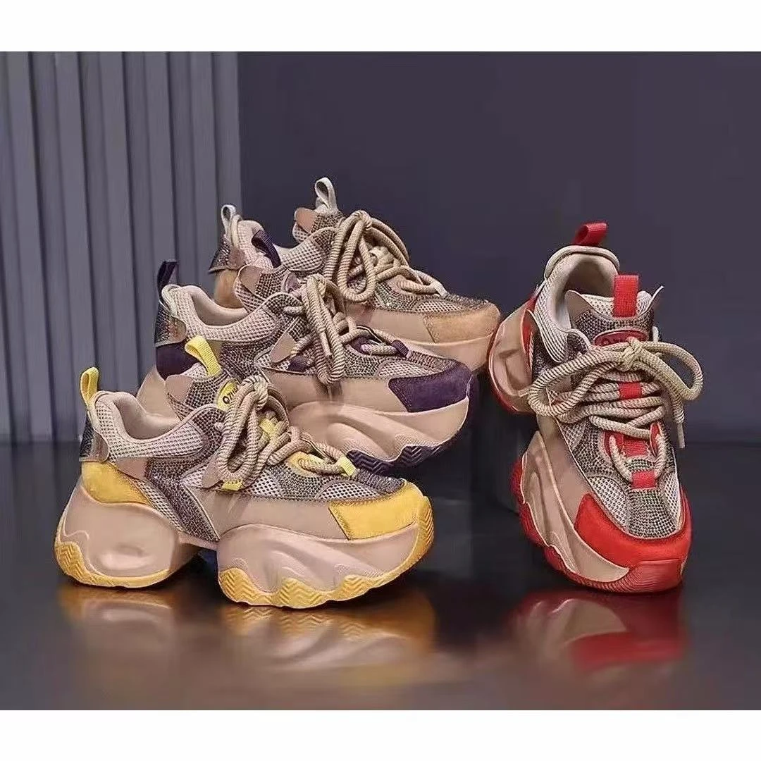 8822断码女鞋拼色时尚休闲鞋春季老爹鞋复古松糕底秋季透气夏季