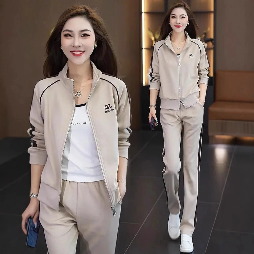 【上衣+裤子】休闲运动服套装女2025年春秋新款时尚修身两件套