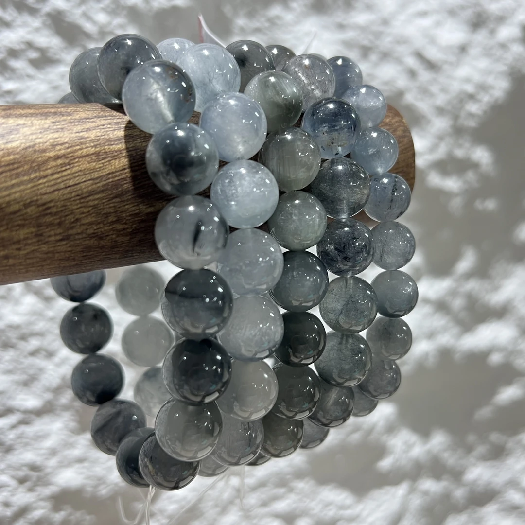 【晶澜月】Z048天然水晶 蓝兔毛单圈手串 多样性发其一
