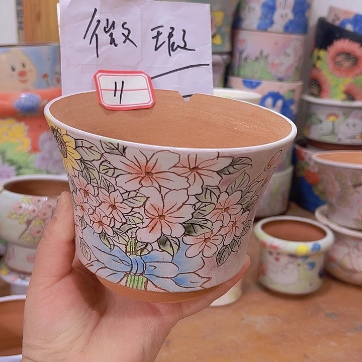 花盆景德镇多肉手绘花盆