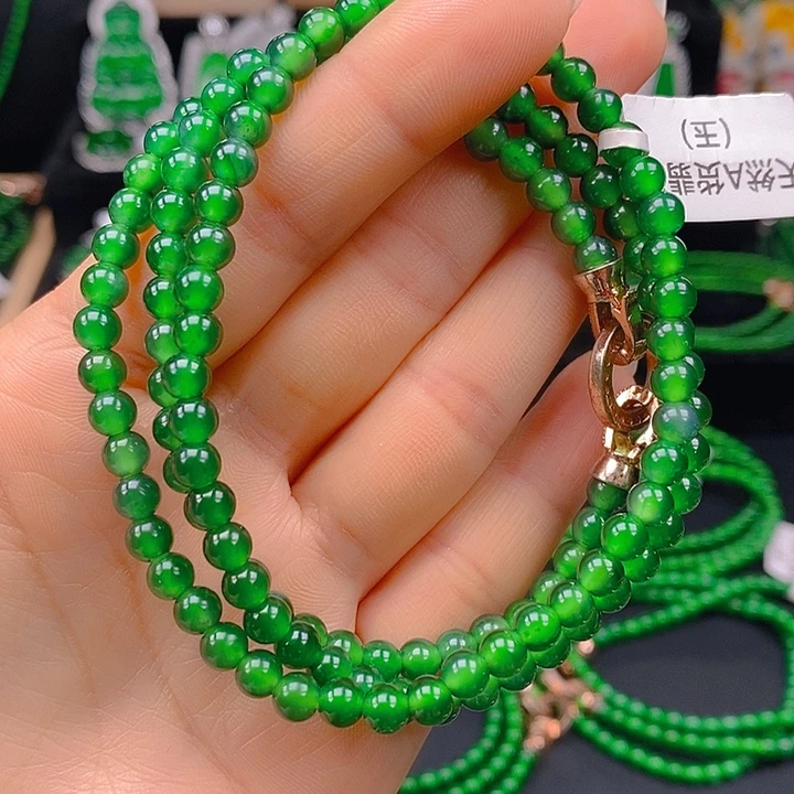 翡翠未镶嵌耳饰天然A货翡翠珠链5