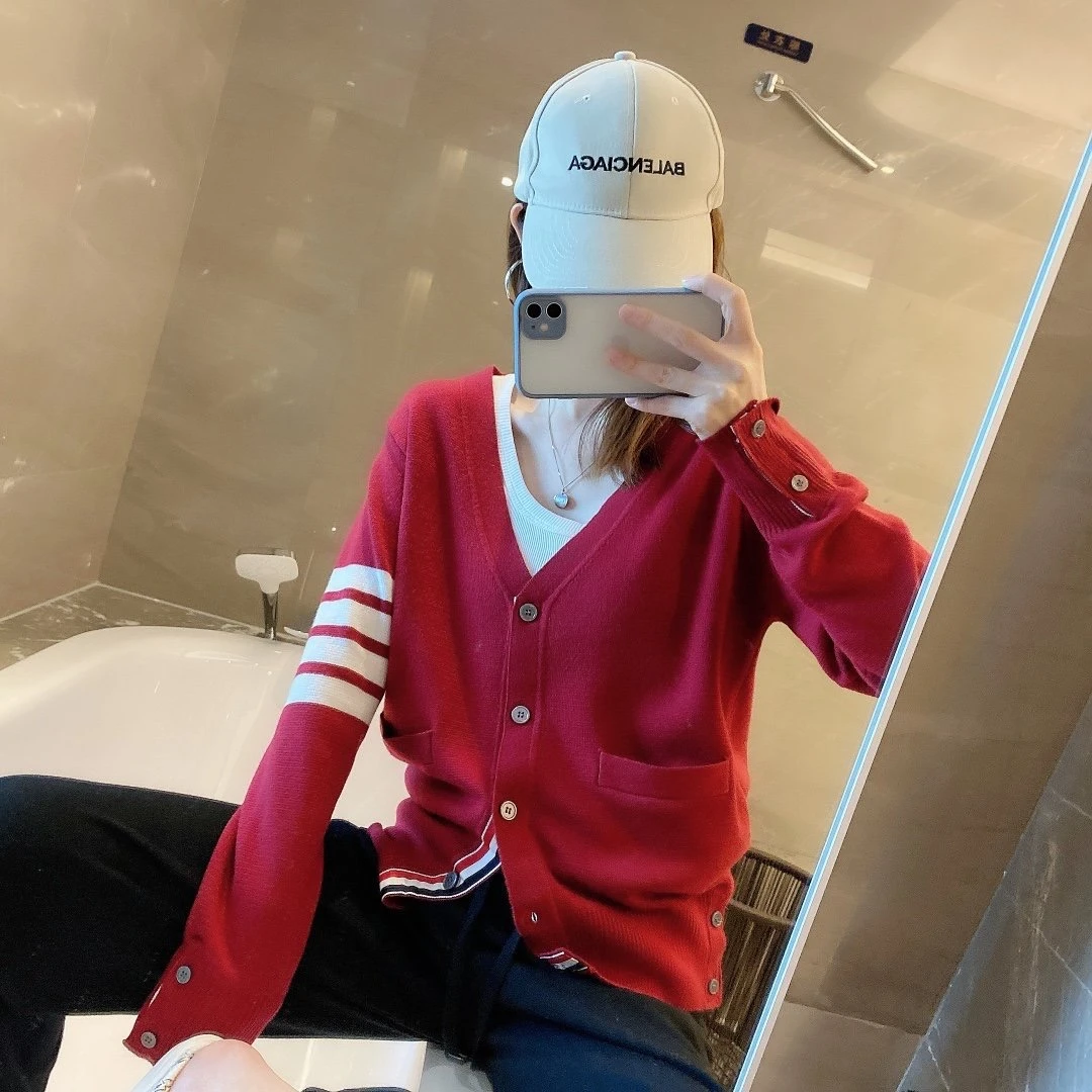 064（经典四杠）外套立体感针织休闲宽松开衫