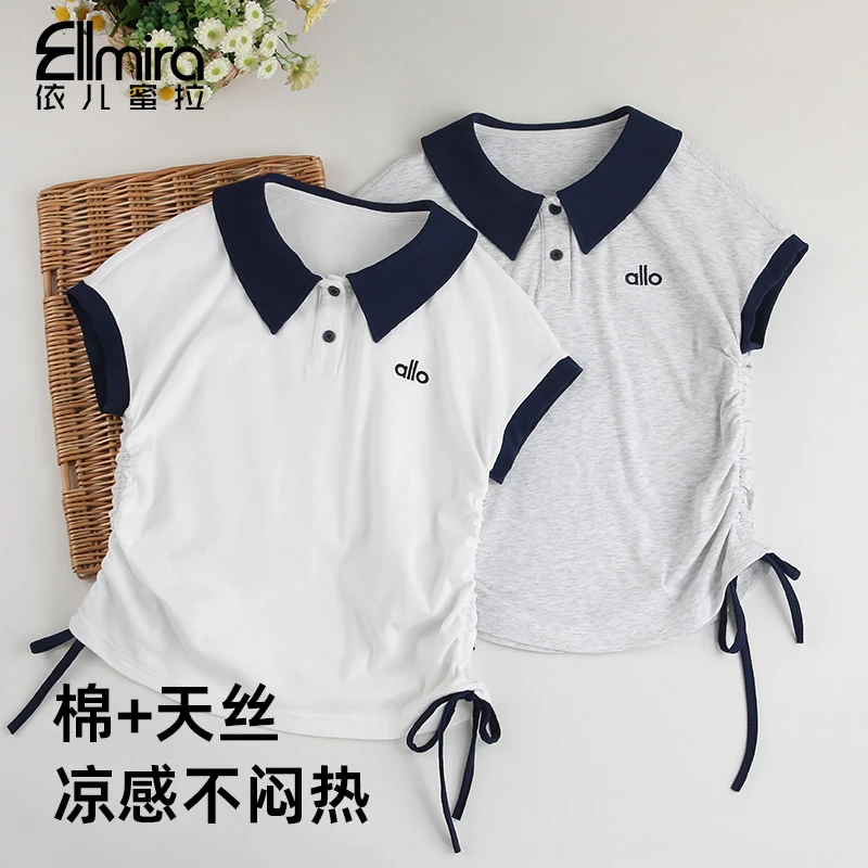 9305收腰t恤显瘦Polo衫小翻领T恤学院风百搭短袖2025新款洋气时尚