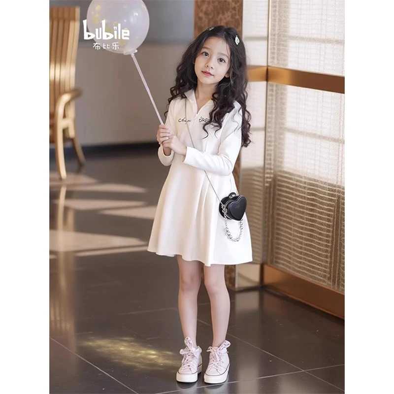 女童连衣裙春秋款2025新款洋气儿童裙子春季连帽卫衣裙女孩公主裙