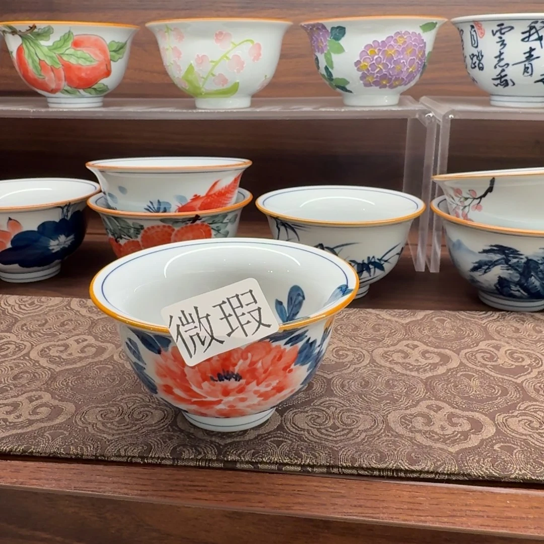 釉下手绘茶具微瑕