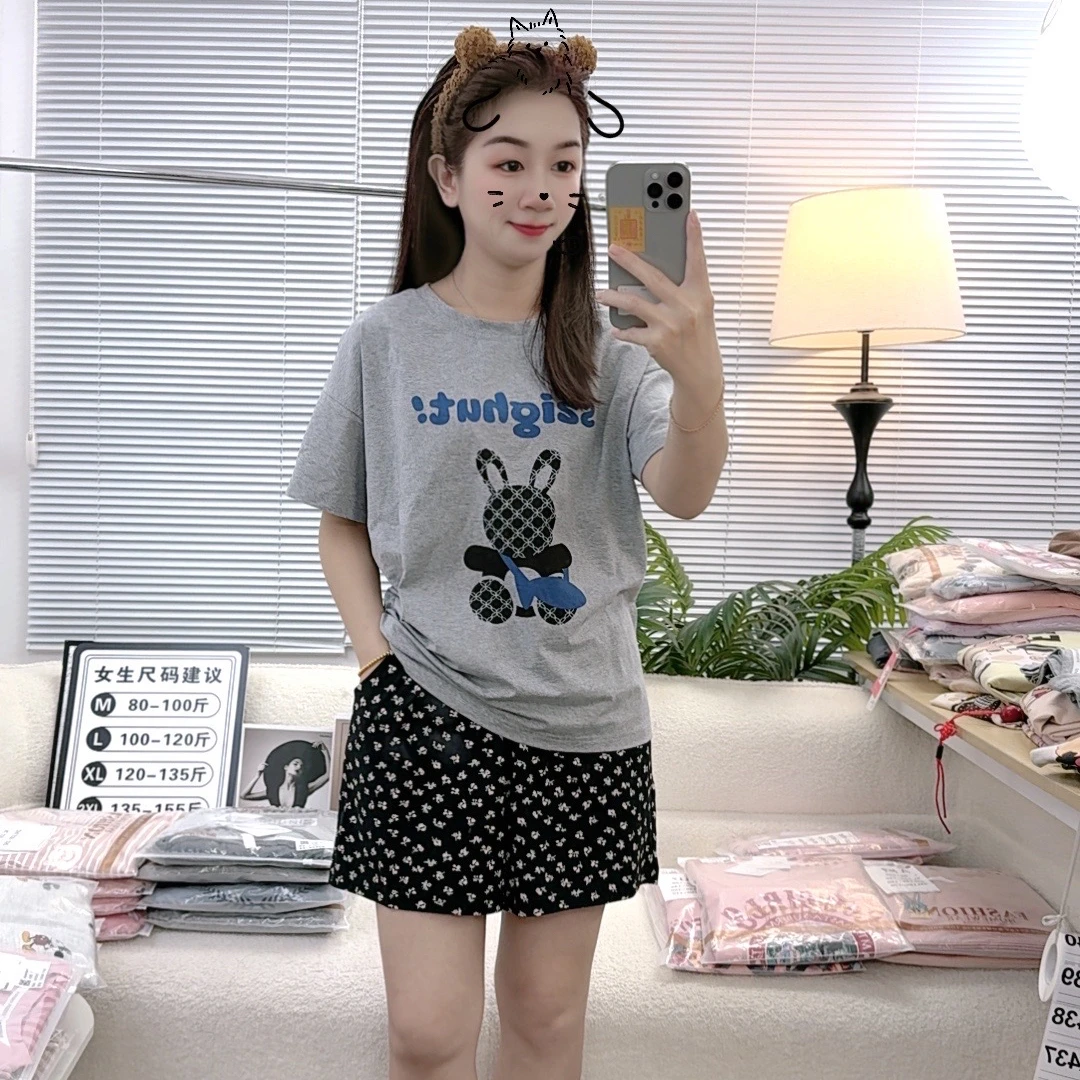 夏季爽棉女士(短袖短裤)休闲风家居服柔软