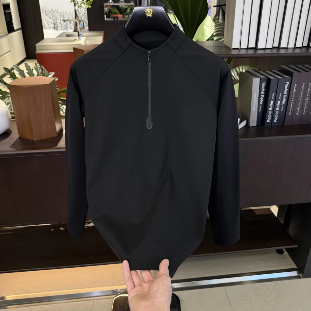 25年新款运动户外半高领拉链抓绒卫衣高弹力男女同款锦纶混纺百搭