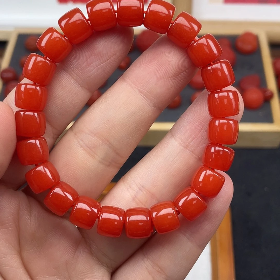 南红玛瑙3 号保山锦红卡10直切手链未镶嵌