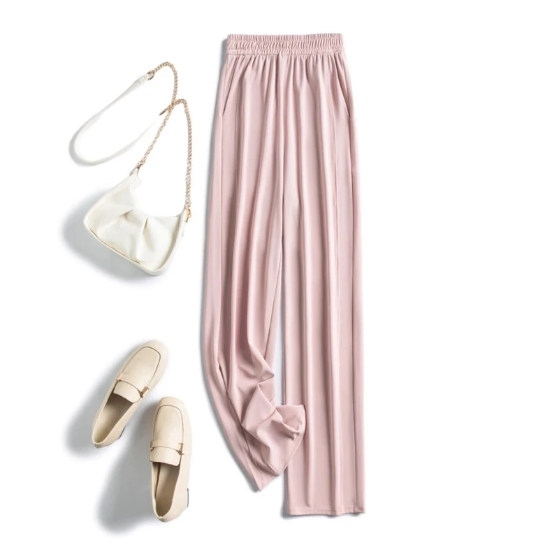 2025夏季新款消光斜纹冰凉垂感窄版阔腿裤