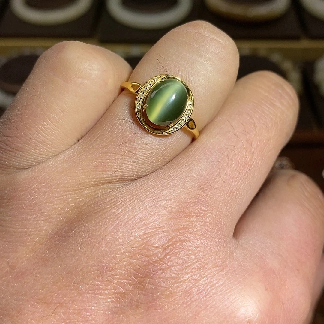 【闪购商品】银S925镶嵌戒指和田玉（碧玉）