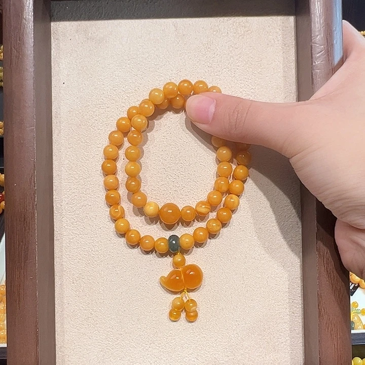 蜜蜡未镶嵌手链7.4mm蜜蜡手串
