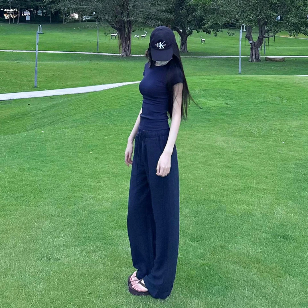 夏天巨凉快的裤子男女同款美式松弛感山本裤宽松阔腿速干弯刀裤潮