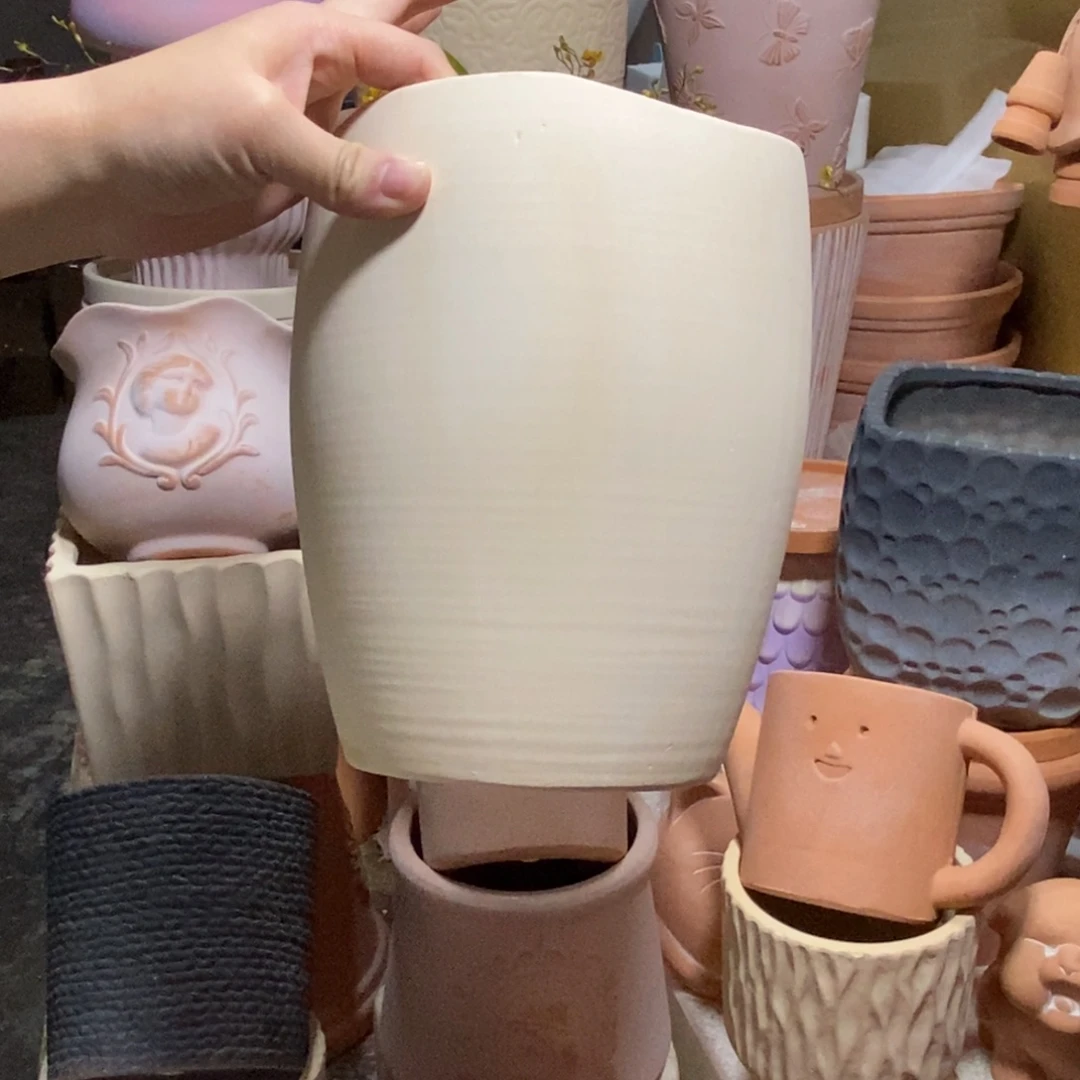 16×21 白陶小飘盆 粗陶