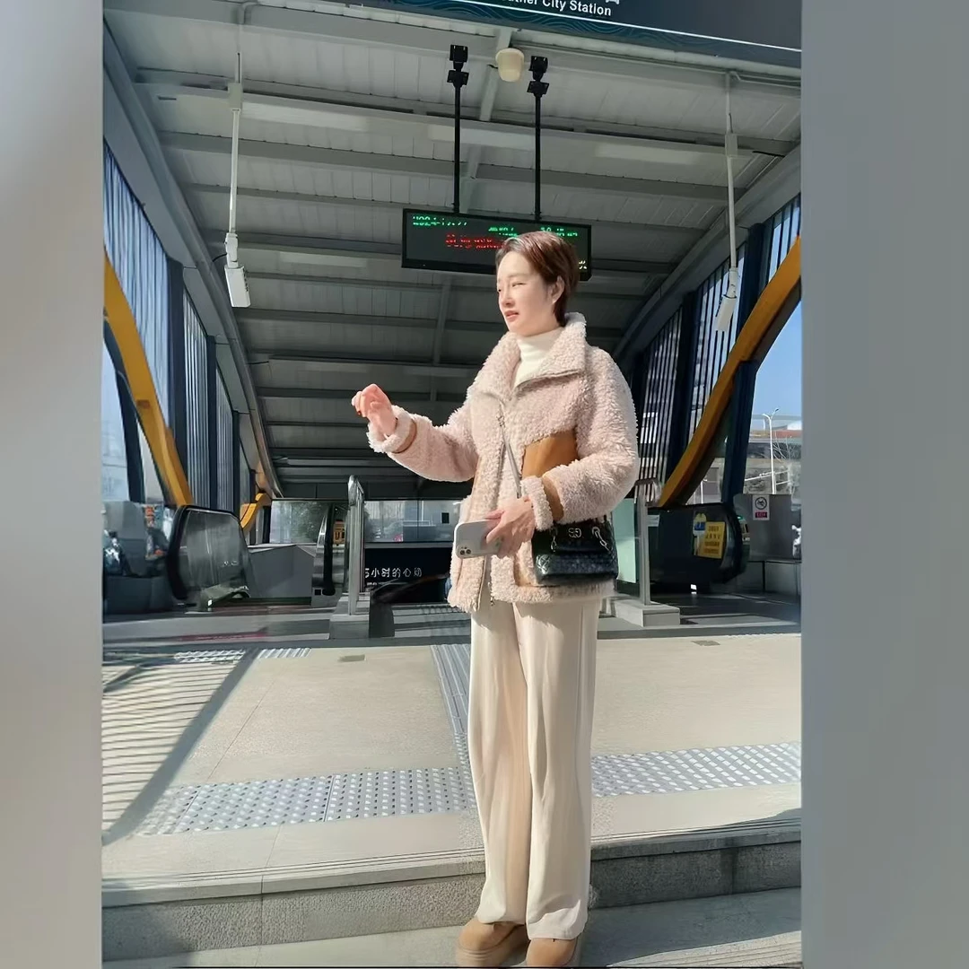 不掉毛可水洗双面穿冬季保暖宽松绵羊毛上衣女外套加长加大定制版