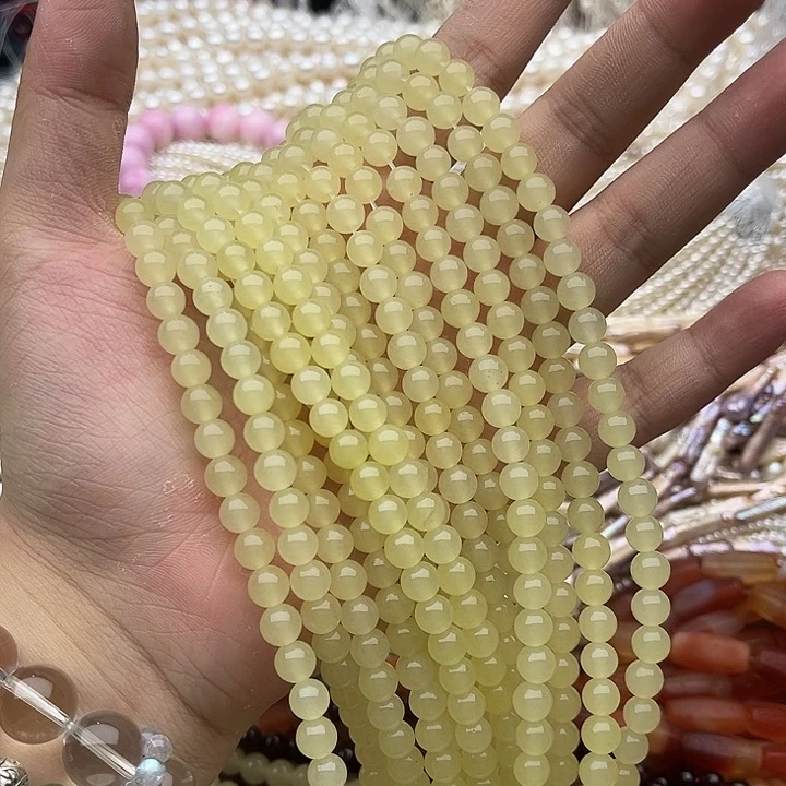 玛瑙/玉髓未镶嵌珠宝半成品一条6mm左右黄口和田