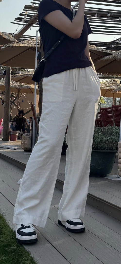 法国进口亚麻抽绳款直筒阔腿麻裤 顶顶好货B15-B17