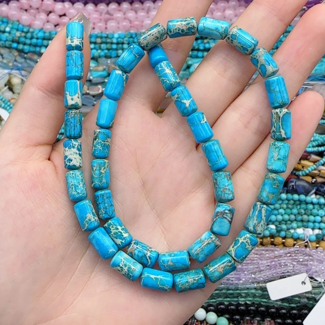 玛瑙/玉髓未镶嵌珠宝半成品帝皇石管珠一条6×10