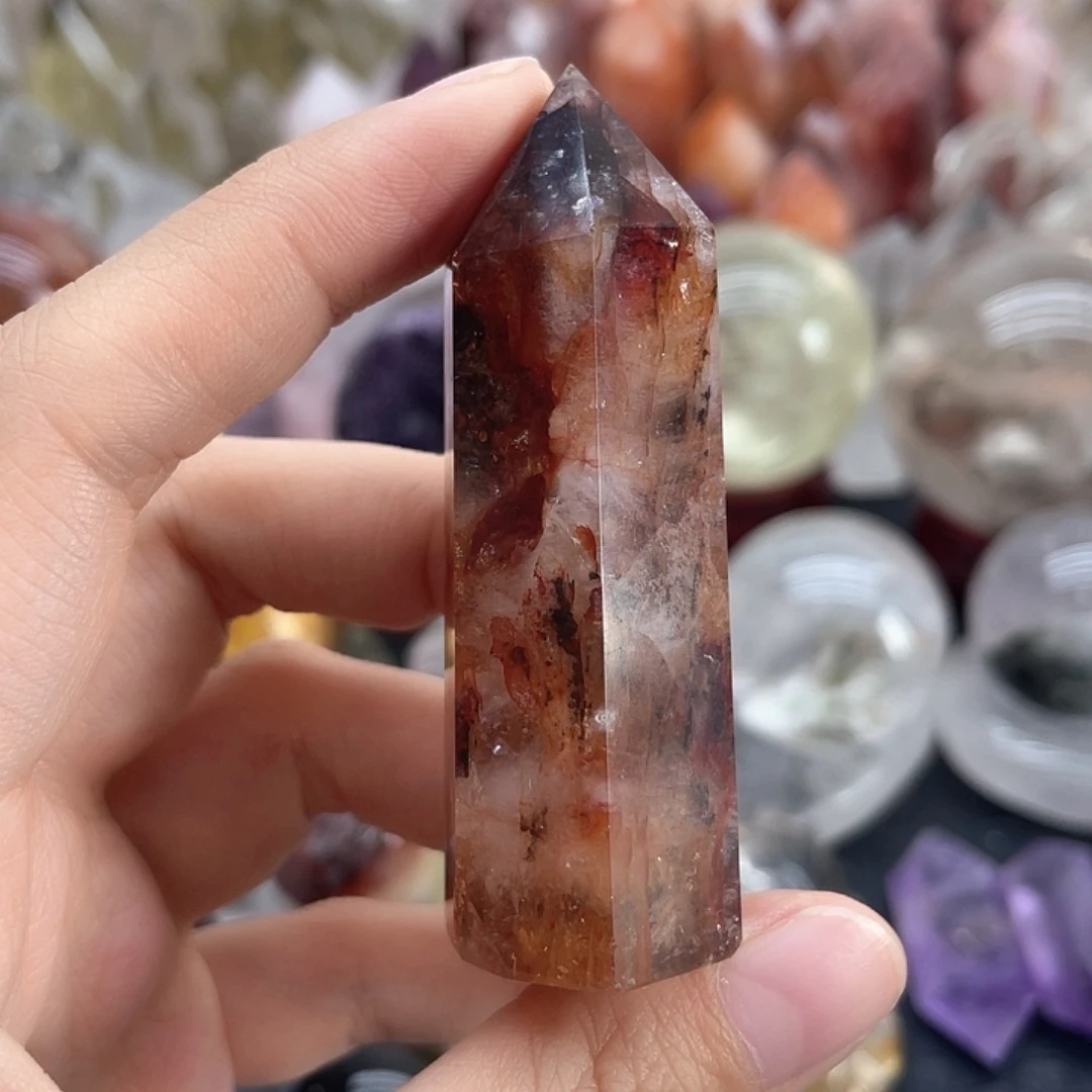 未镶嵌发晶珠宝半成品82红胶花柱