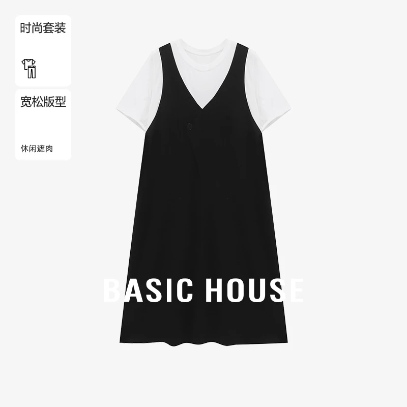 Basic House/百家好夏季纯欲慵懒风知性风连衣裙长裙-B0625B5C712