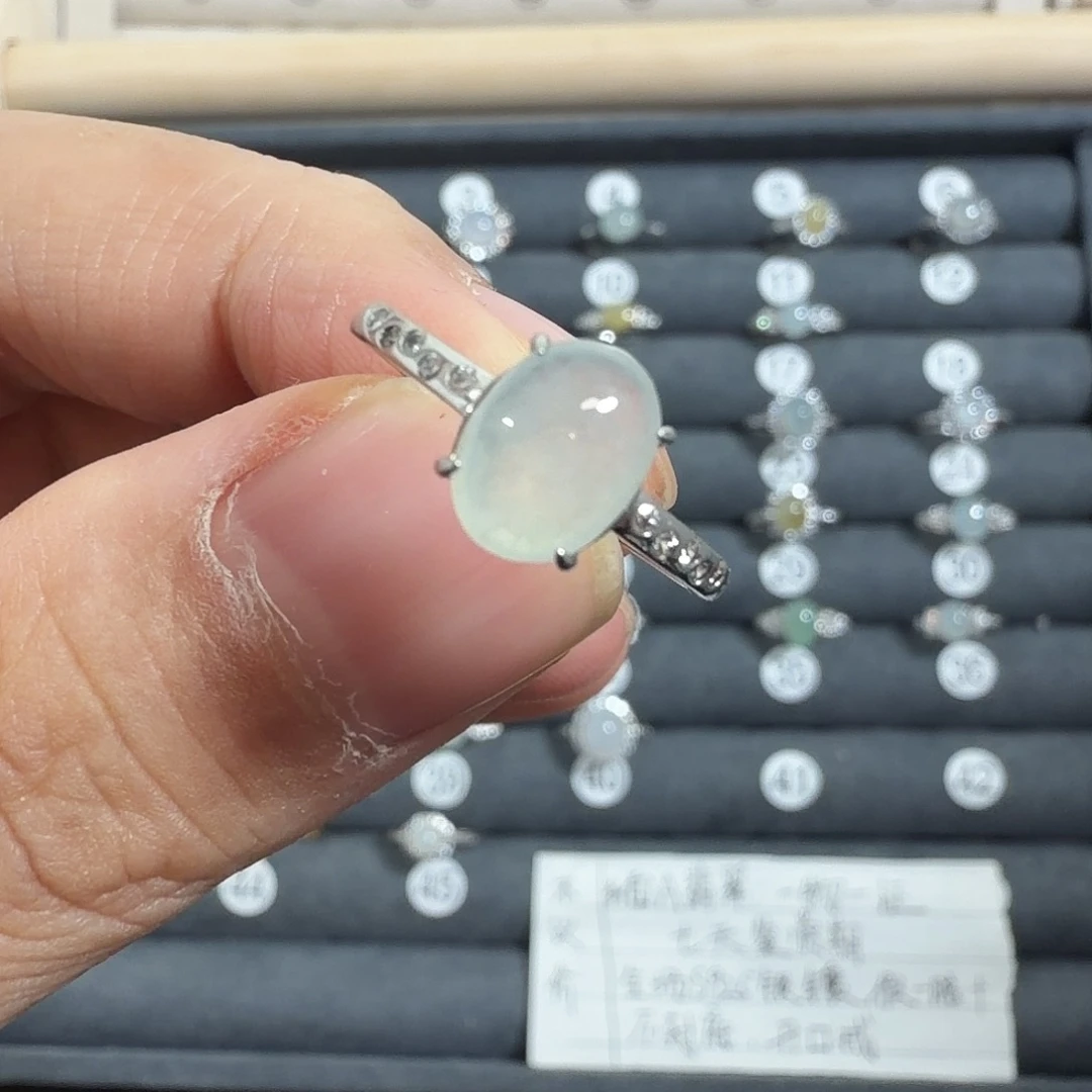 哈***哈翡翠银S925镶嵌戒指