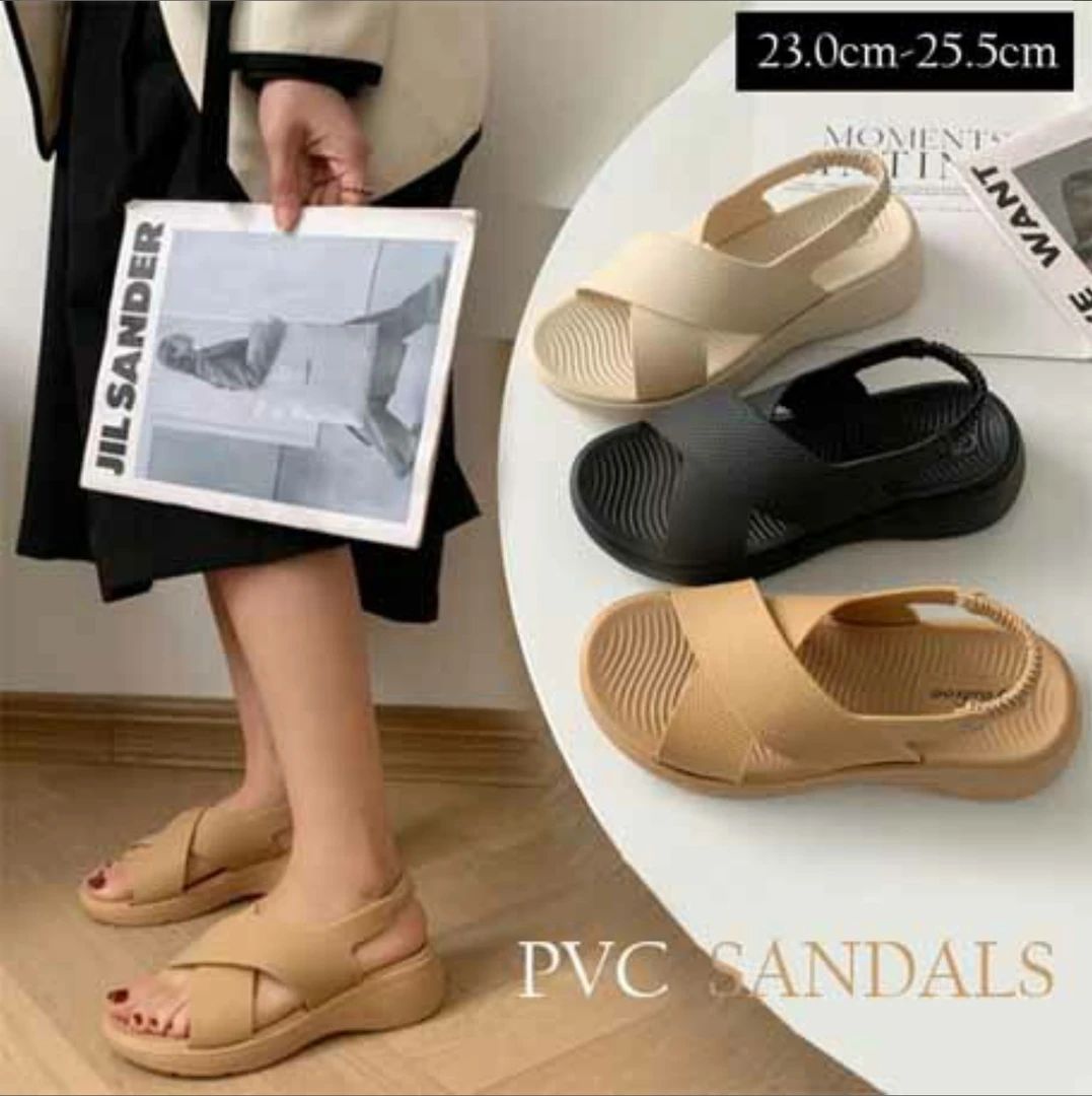 【外贸原单】夏季新款纯色时尚休闲凉鞋厚底沙滩室外平底露趾凉鞋女