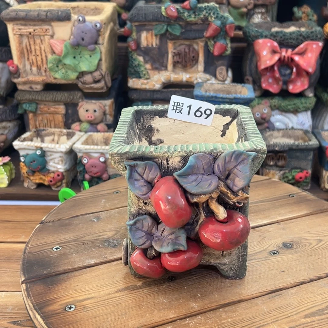 红陶?*宝嘻哈微瑕多肉花盆