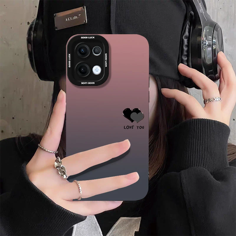 渐变爱心适用oppofindx9pro手机壳reno14pro个性findx8男女挂绳13