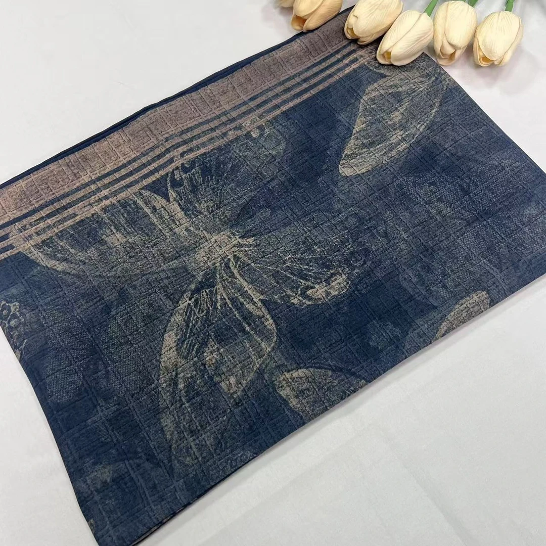 1106D双乔纱巾-静谧蓝蝶 106cm丝巾