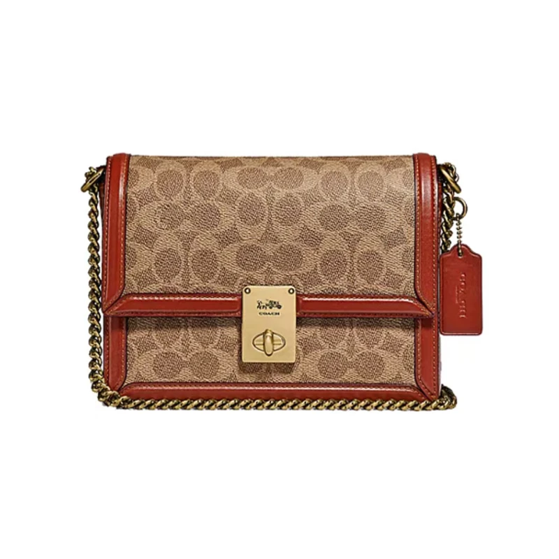 未使用 COACH/蔻驰 老花小方包翻盖单肩斜挎包