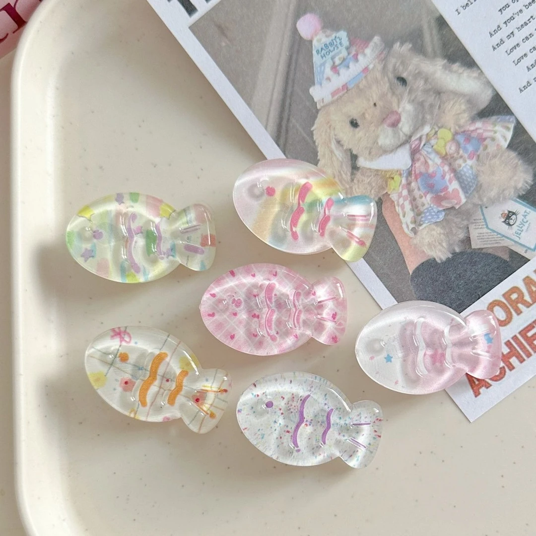 五彩透明小鱼发夹亮晶晶小鱼刘海甜美卡通百搭少女头饰边夹鸭嘴夹