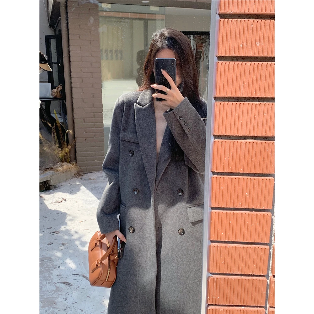 溪溪靓衫~中长款毛呢外套女时尚高级感气质大衣女秋冬小个子上衣