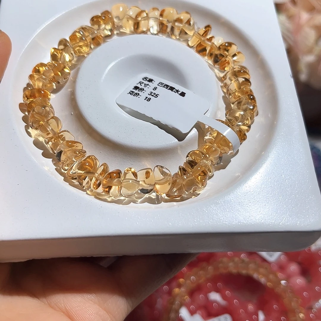 m***~烟晶手链未镶嵌拍4件暴力黄水晶101