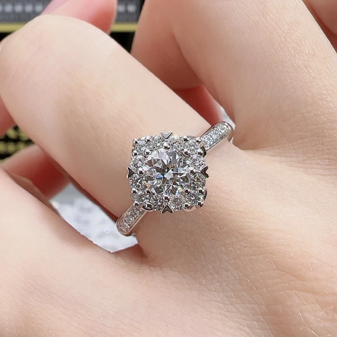 天然钻石戒指/指环18K金镶嵌DS25010096