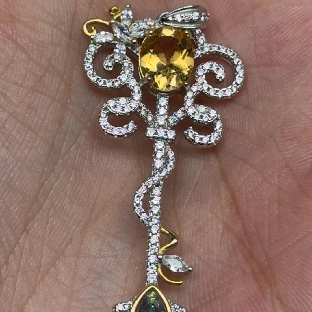 银S925镶嵌黄晶颈饰