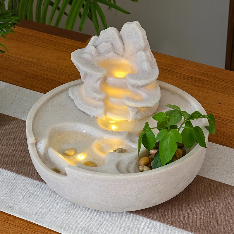 现代简约流水摆件循环水景办公室茶室客厅玄关装饰乔迁开业礼品