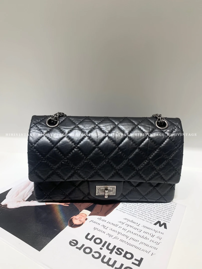 95新 Chanel/香奈儿 黑银2.55链条包 底长24 13571034JL
