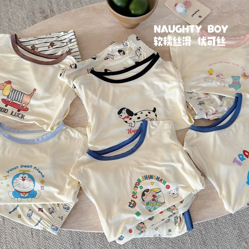 儿童家居服夏季薄款新款女童圆领小清新家居服套装 DXAJ5227