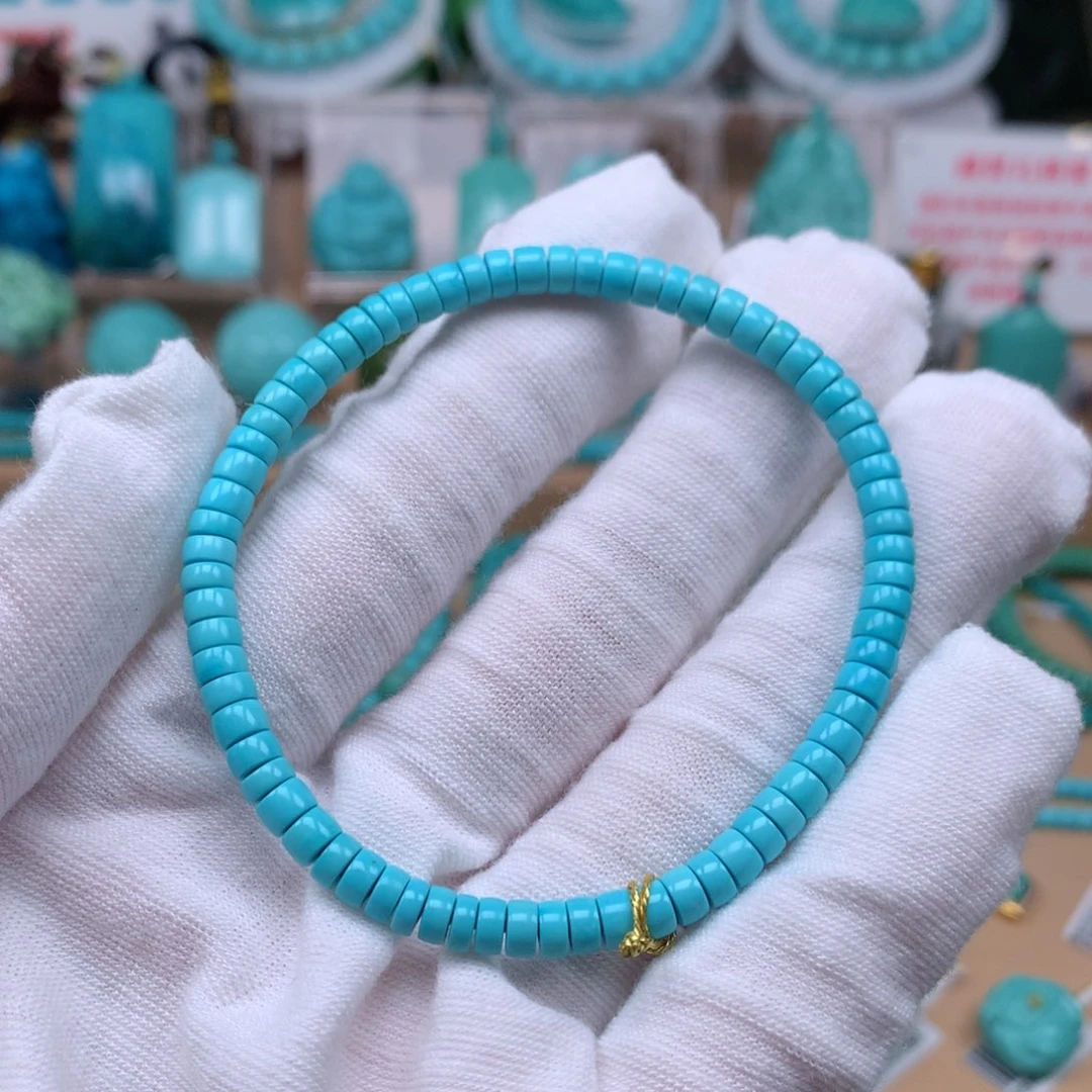 安***听未镶嵌绿松石珠宝奇石直径4.4mm