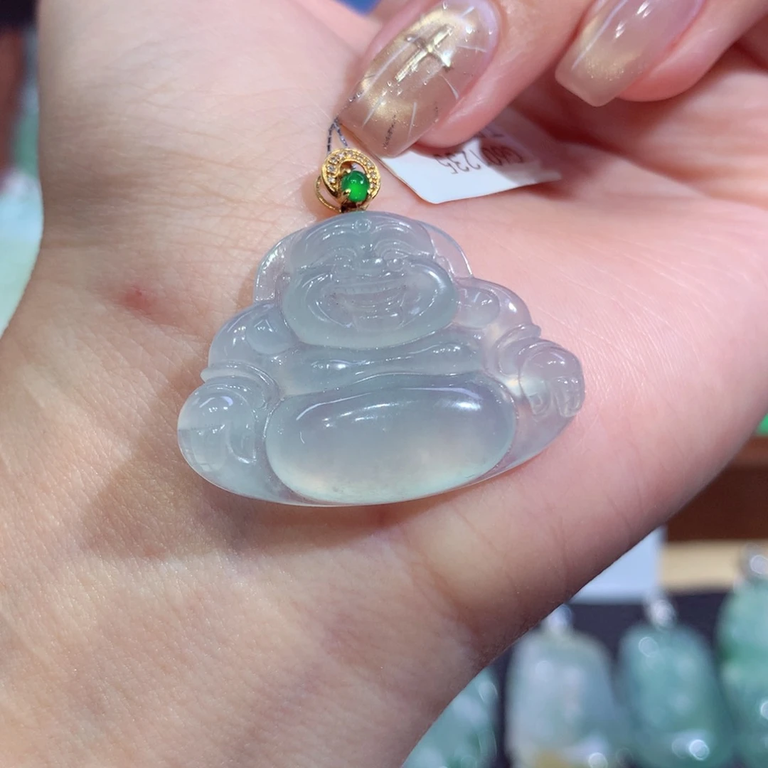 吊坠(不含链)18K金镶嵌翡翠