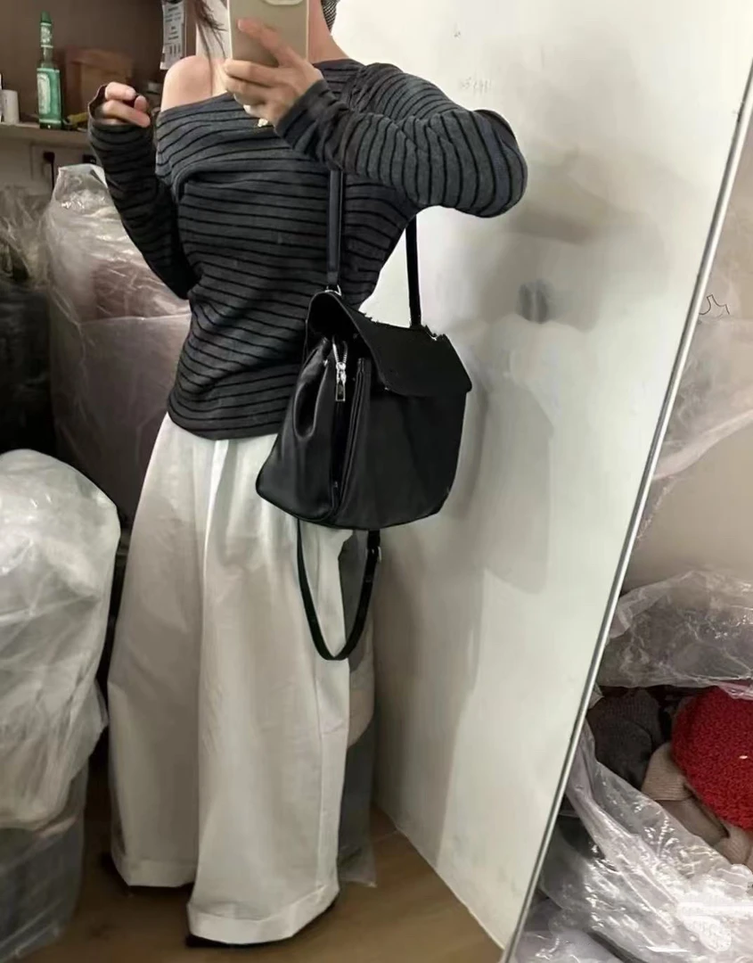 07637 码裤长100 简约时尚春秋休闲显瘦阔腿裤