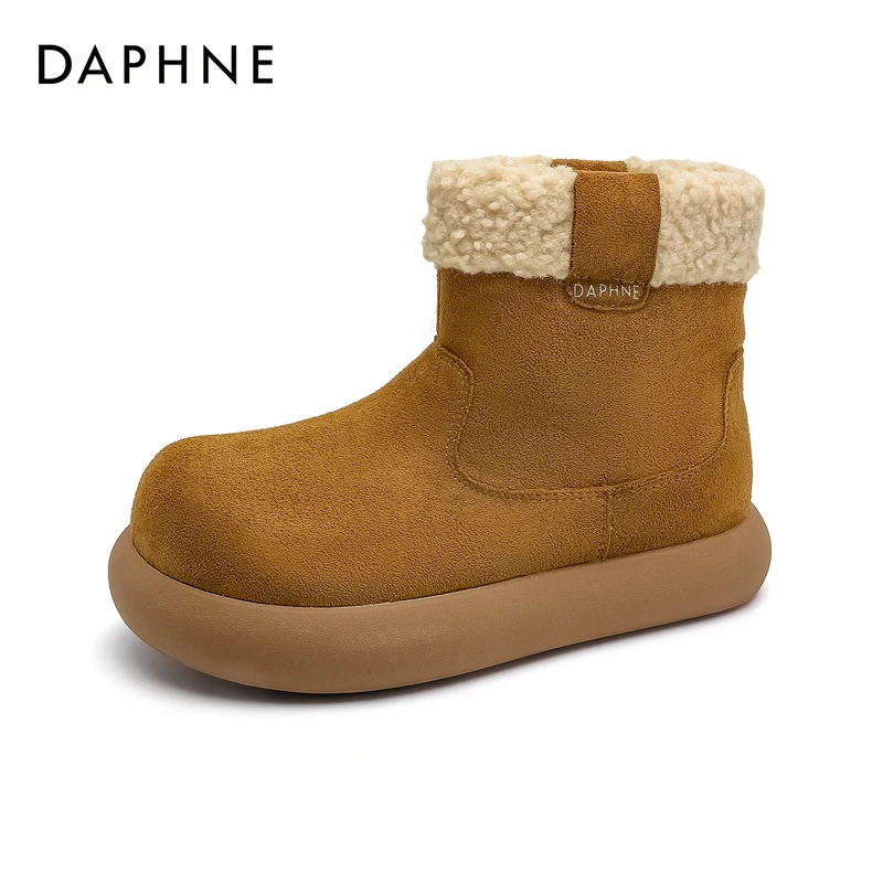 Daphne/达芙妮防水雪地靴加绒加厚保暖棉鞋时尚复古百搭靴子秋冬