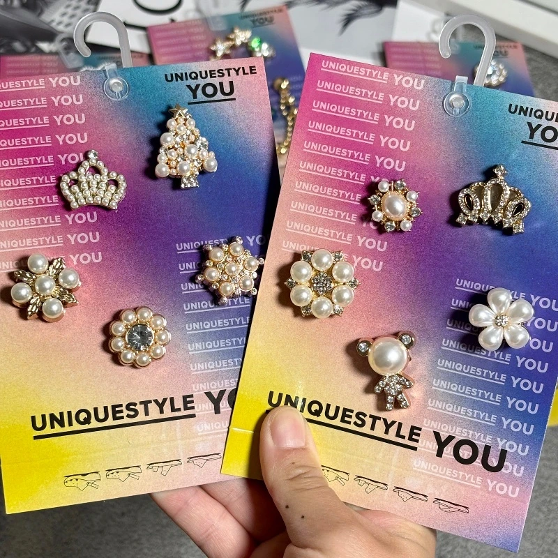 鞋花洞洞鞋配饰鞋花珍珠链金属鞋花装饰扣diy智必星配饰配件