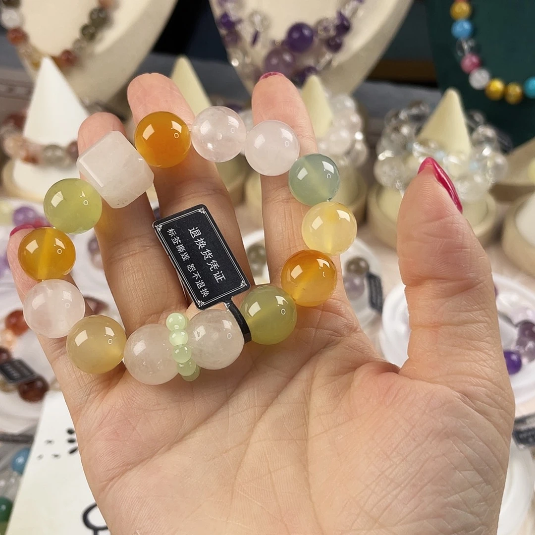 银S925镶嵌手链烟晶