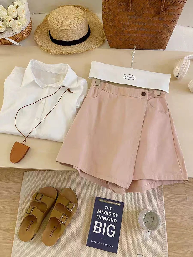 小群名品 2025夏季新款洗水棉高腰韩系裤裙 2152