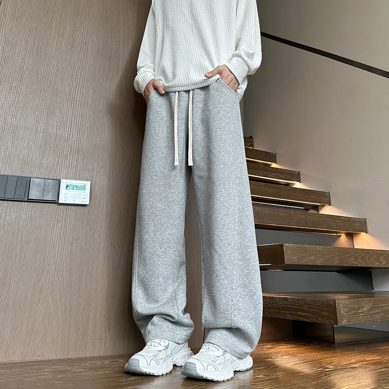 霄桂姿直筒裤宽松棉质秋季男生休闲长裤子大码宽松运动阔腿卫裤潮