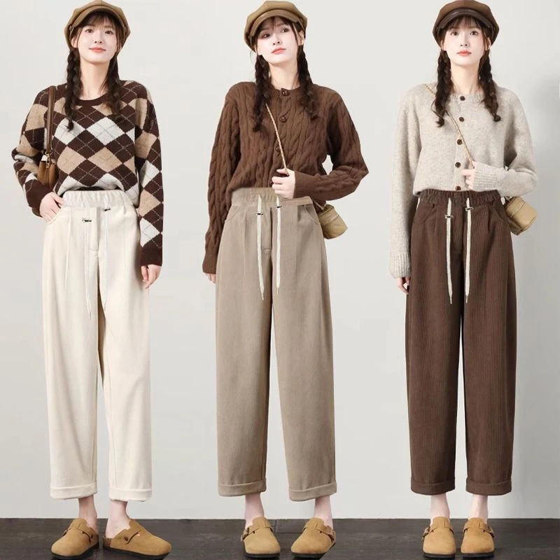 2025时尚新款韩版孕妇春秋冬欧棉绒萝卜裤外穿休闲孕妇裤子外穿