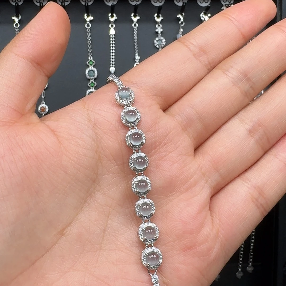 翡翠银S925镶嵌手链