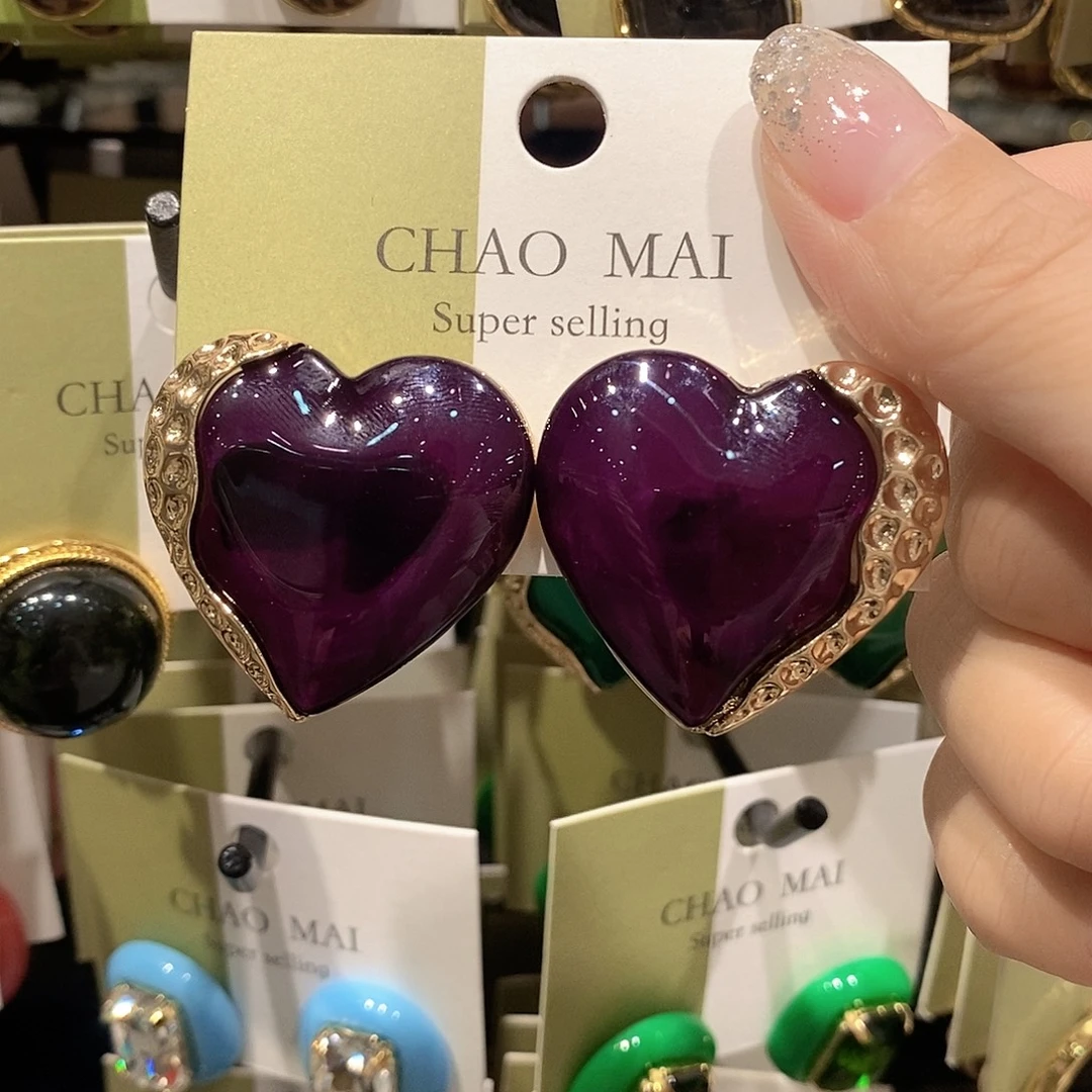 铜合金925银紫色大桃心